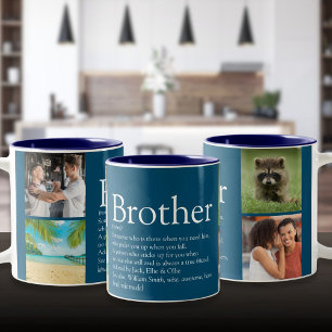 Moderne Freude 4 Foto Collage Bruder Definition  Zweifarbige Tasse
