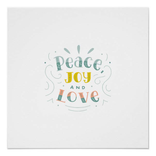 Moderne Friedensfreude und Liebe Typografie Glossy Poster (Vorderseite)