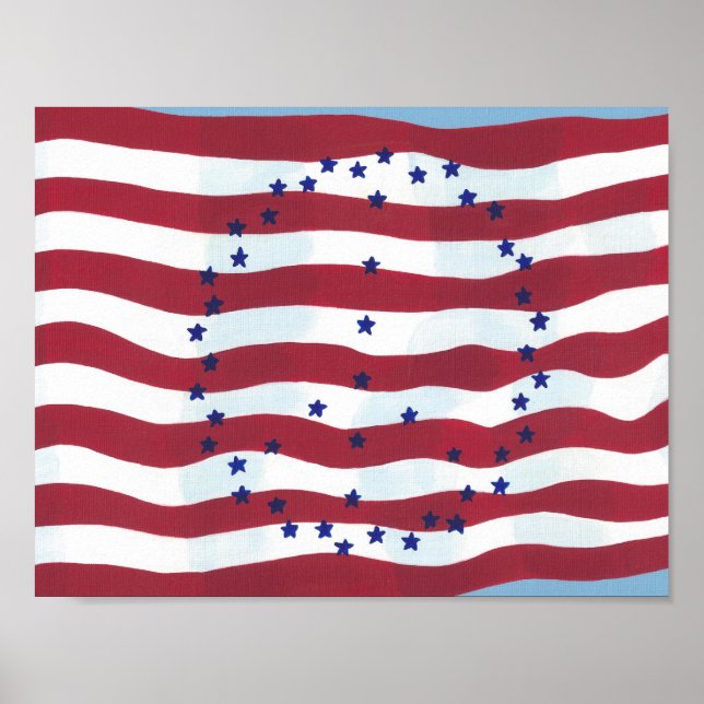 Moderne Friedenszeichen-Plakate der US-Flagge Poster (Vorne)