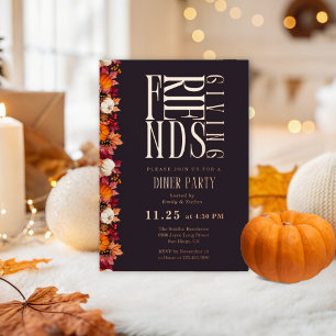 Moderne Friendsgiving-Abendessen-Blumen Folieneinladung