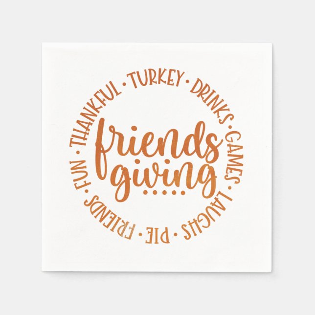 Moderne Friendsgiving-Papierservietten Serviette (Vorderseite)
