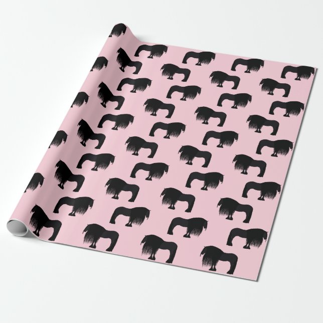 Moderne Friesian Horse Illustration Pink Geschenkpapier (Ungerollt)