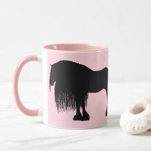Moderne Friesian Horse Illustration Pink Tasse