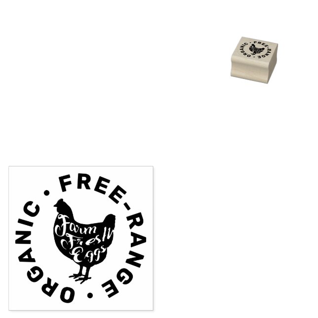 Moderne Frische Eier Typografie Hühner Gummistempel (Stempel)