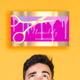 Moderne Friseur-Coiffeur-Schere Pink Gold Visitenkarte