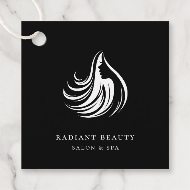 Moderne Friseur-Logos Schwarze Preisschilder Geschenkanhänger (Vorderseite)