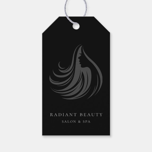 Moderne Friseur-Logos Schwarze Preisschilder Geschenkanhänger (Vorderseite)