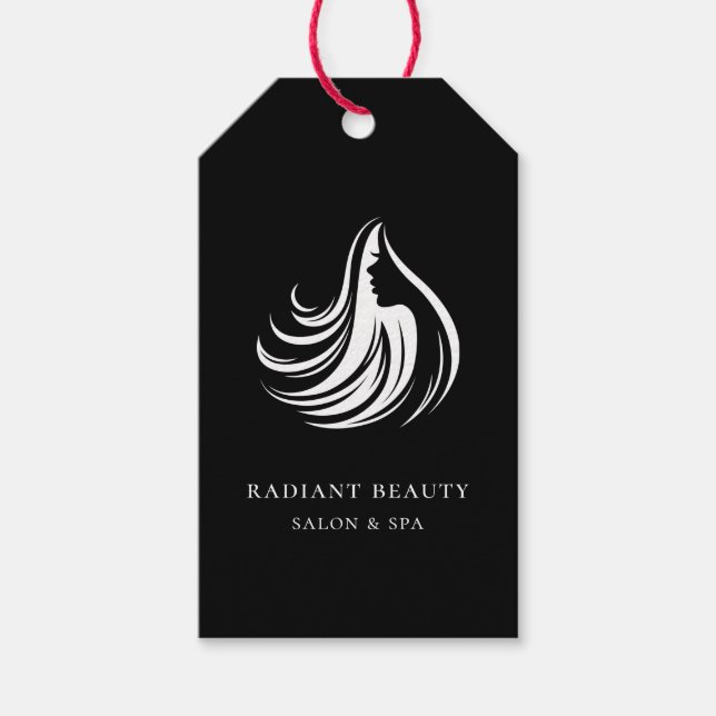 Moderne Friseur-Logos Schwarze Preisschilder Geschenkanhänger (Vorderseite)