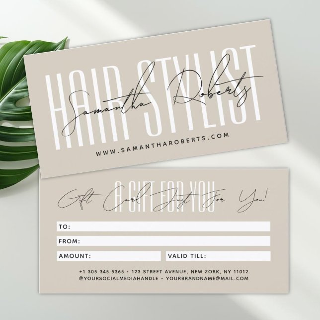 Moderne Friseur-Schrift-Typografie-Geschenkkarte (Von Creator hochgeladen)