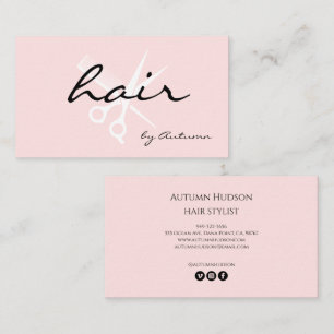 Moderne Frisör-Schrift Blush Pink Visitenkarte