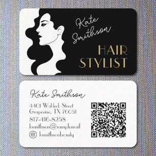 Moderne Frisur Stylist Custom QR Code & Social Med Visitenkarte