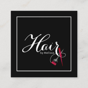 Moderne Frisur Stylist QR Code Social Media Black Quadratische Visitenkarte