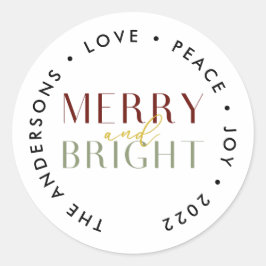 Moderne frohe und helle Weihnachtsfamilie Runder Aufkleber