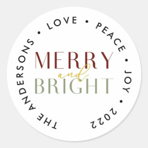 Moderne frohe und helle Weihnachtsfamilie Runder Aufkleber