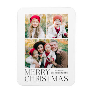 Moderne frohe Weihnachten 3 Foto Collage Magnet