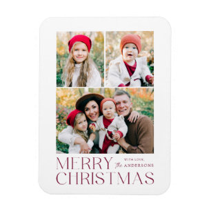 Moderne frohe Weihnachten 3 Foto Collage Magnet