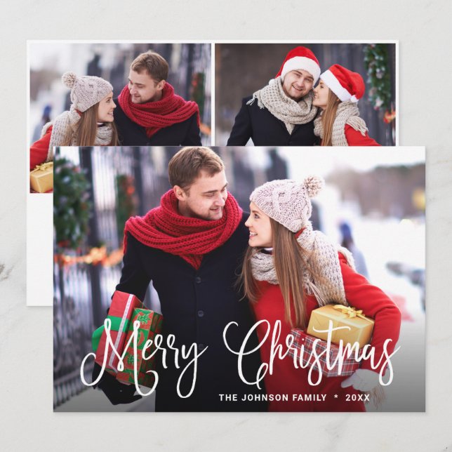 Moderne frohe Weihnachten 3 FOTO Gruß (Vorne/Hinten)