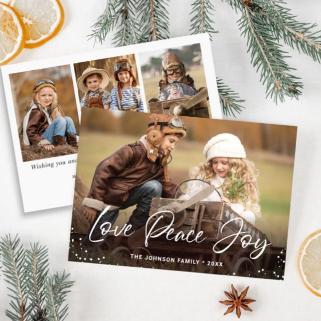 Moderne frohe Weihnachten 4 FOTO Gruß (Customizable Christmas holiday greeting photo card.)