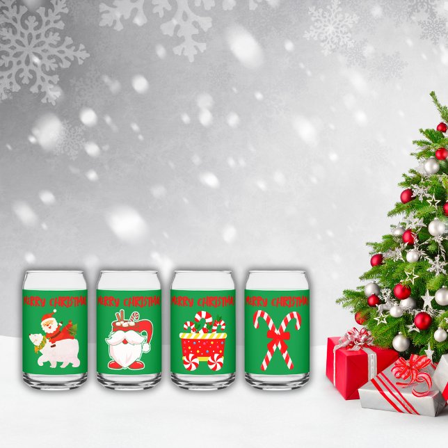 Moderne frohe Weihnachten auf Grün | Dosenglas (Von Creator hochgeladen)