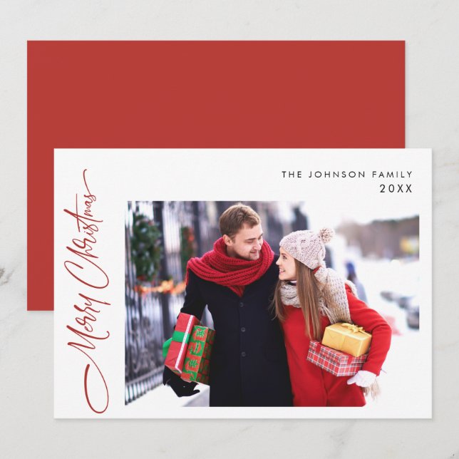 Moderne frohe Weihnachten ein FOTO Gruß (Vorne/Hinten)