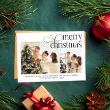 Moderne frohe Weihnachten einfache 2 Fotos Familie