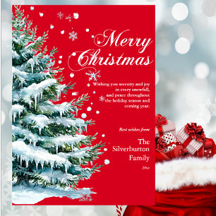 Moderne frohe Weihnachten Elegante Script Snow Fir
