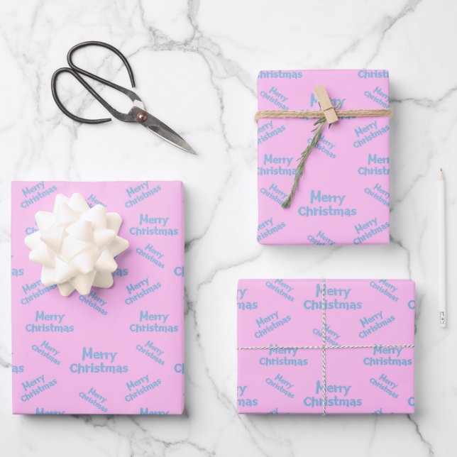 Moderne frohe Weihnachten entworfen Geschenkpapier Set (Vorderseite)