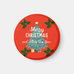 Moderne frohe Weihnachten & fröhliche Neujahrsferi Magnet