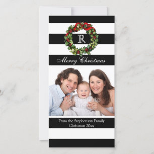 Moderne frohe Weihnachten gestreift Schwarz und We