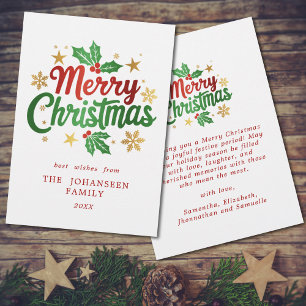 Moderne frohe Weihnachten Holly Berry Snowflakes