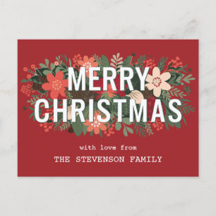 Moderne frohe Weihnachten kühne Blumenfamilie Name