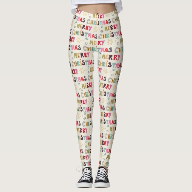 Moderne frohe Weihnachten Leggings (Vorderseite)
