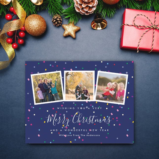 Moderne frohe Weihnachten Niedliche Familienfoto C (Von Creator hochgeladen)
