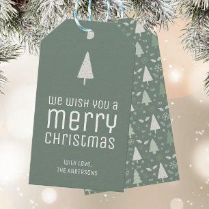 Moderne Frohe Weihnachten Personalisierte Salbeigr Geschenkanhänger