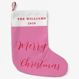 Moderne frohe Weihnachten Rosa Minimale Schrift Kleiner Weihnachtsstrumpf