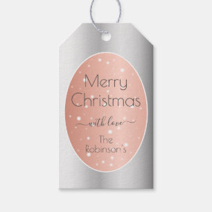 Moderne frohe Weihnachten Rose Gold und Silbereffe Geschenkanhänger