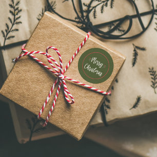 Moderne frohe Weihnachten Rot und Grün Runder Aufkleber