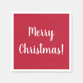 Moderne frohe Weihnachten Rot & Weiß Typografie Serviette