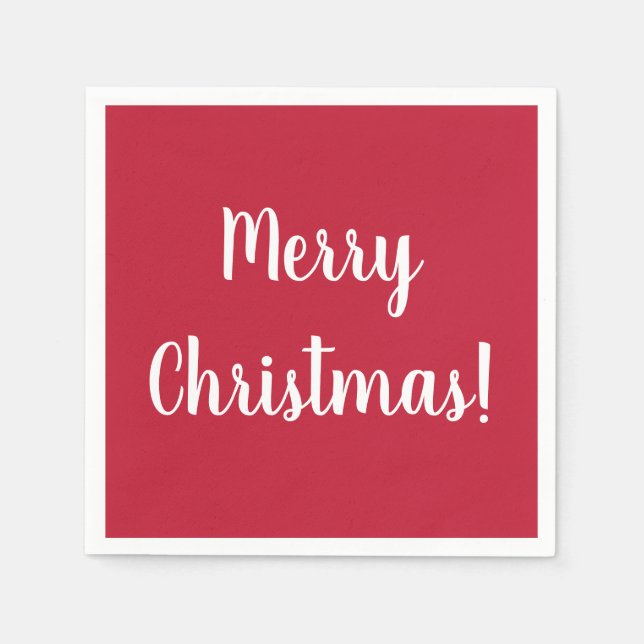 Moderne frohe Weihnachten Rot & Weiß Typografie Serviette (Vorderseite)