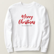 Moderne Frohe Weihnachten rote Schrift Familiennam