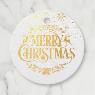 Moderne Frohe Weihnachten Schneeflocken Gold Geschenkanhänger