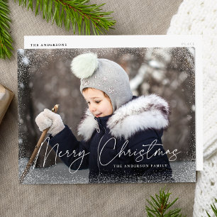 Moderne Frohe Weihnachten Schrift Schneeflocken-Fo