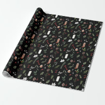 Moderne frohe Weihnachten Schwarz Rot Berry Botani