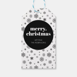 Moderne frohe Weihnachten Schwarz-Weiß-Schneeflock Geschenkanhänger