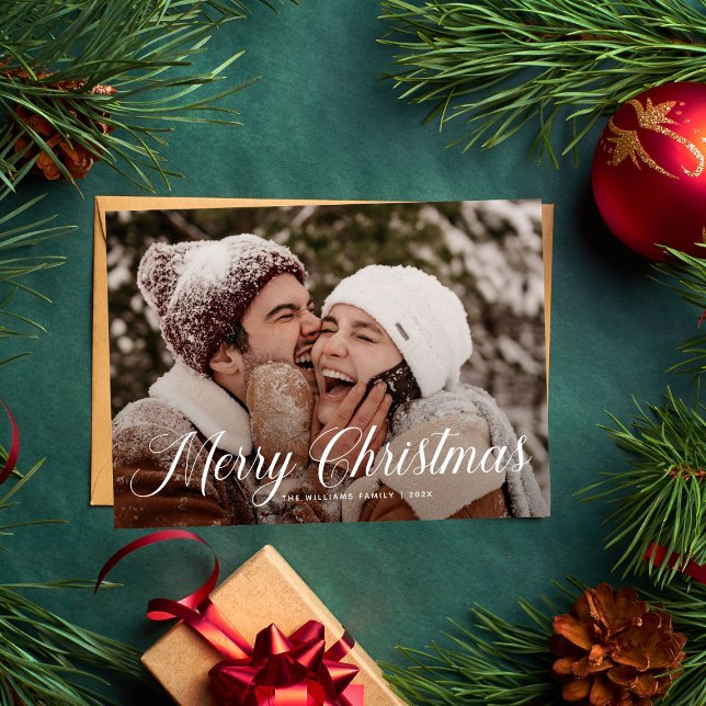 Moderne frohe Weihnachten Trendy One Foto Familie (Von Creator hochgeladen)
