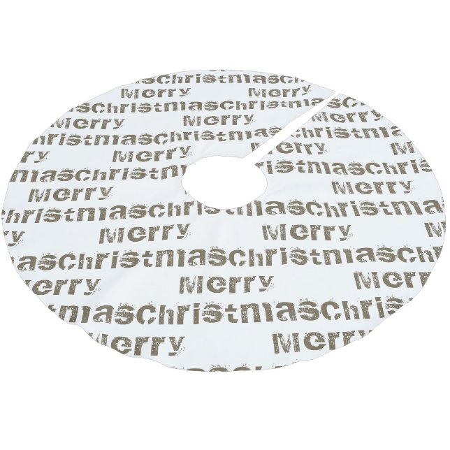 Moderne frohe Weihnachten Weißer Urlaub Polyester Weihnachtsbaumdecke (Schrägansicht)