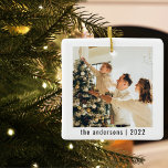 Moderne frohe Weihnachten | Zwei Fotos Keramik Orn Keramikornament<br><div class="desc">Moderne frohe Weihnachten | Zwei Fotos</div>