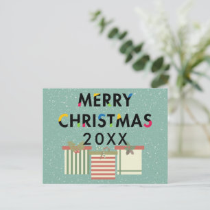 Moderne frohe Weihnachts-Geschenkboxen Postkarte