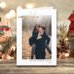 Moderne frohe Weihnachts Gold White Card Feiertagskarte<br><div class="desc">Wünschen Sie Ihren Freunden und Familie Frohe Weihnachten in dieser Weihnachtszeit mit diesem Foto Weihnachtskarte.</div>