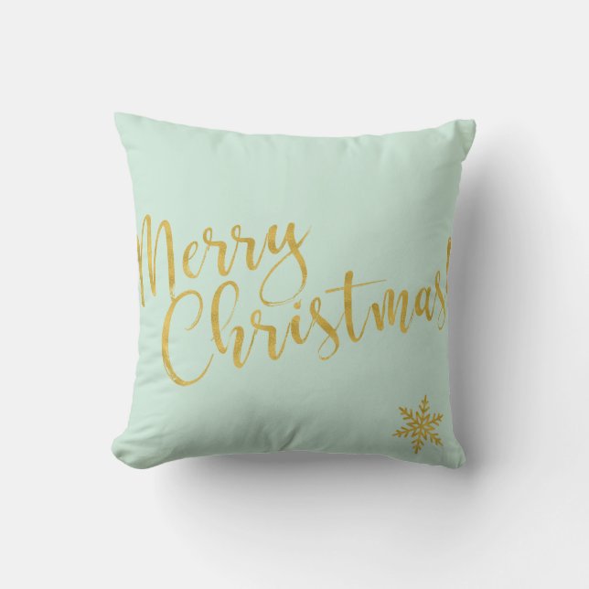 Moderne frohe Weihnachts-Goldschneeflocken Kissen (Vorderseite)
